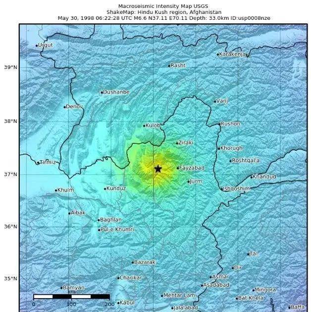 历史上的今天：1885年克什米尔强震 1998年阿富汗北部6.5级地震